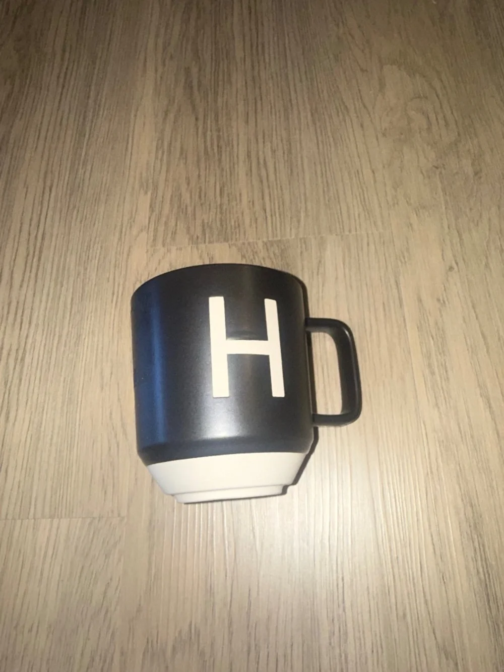 Sur La Table Monogram H Mug Black White Initial Coffee Cup Modern